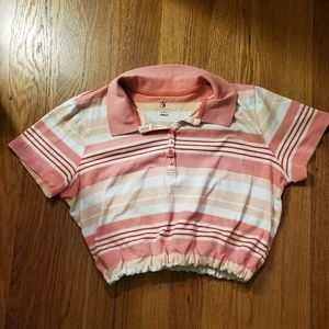 Women's collard elastic crop top